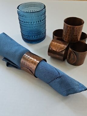 Hammered Copper Napkin Ring - Set Of Of 6